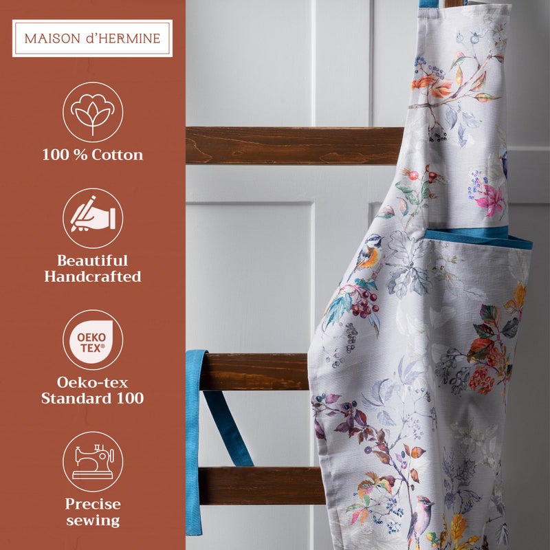 Maison d' Hermine 100% Cotton Apron for women with Pocket Kitchen Chef Fall Apron for Men Cooking Gardening Server Waitress Maid (Equinoxe - Grey) - Image 2